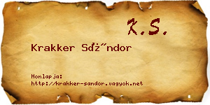 Krakker Sándor névjegykártya